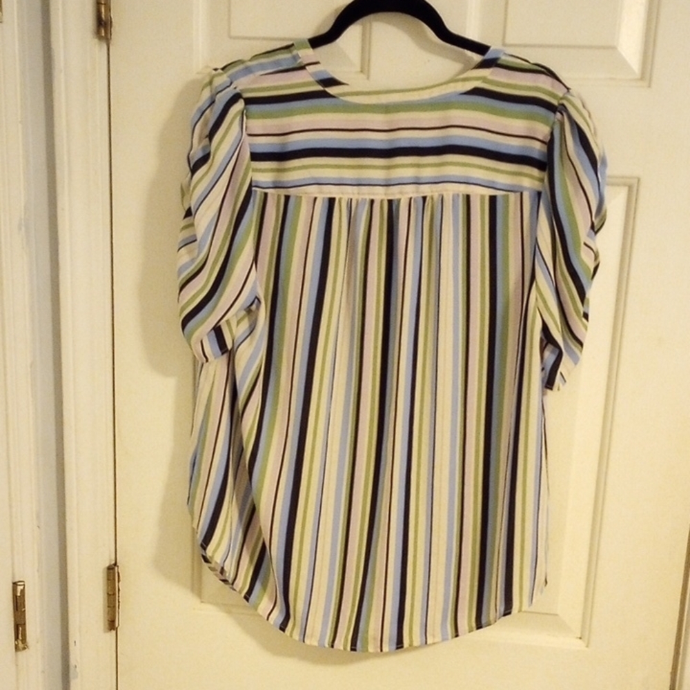 Torrid Blue and Green Striped Blouse - Picture 3 of 5